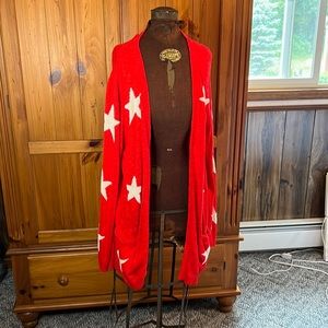 Boston Proper red and white star sweater XL